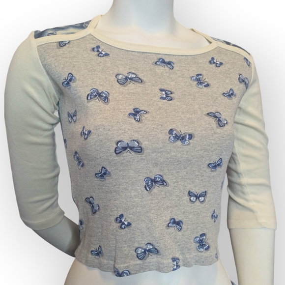 Vintage Y2K OP Butterfly Babydoll Raglan Style Top. - Picture 1 of 4